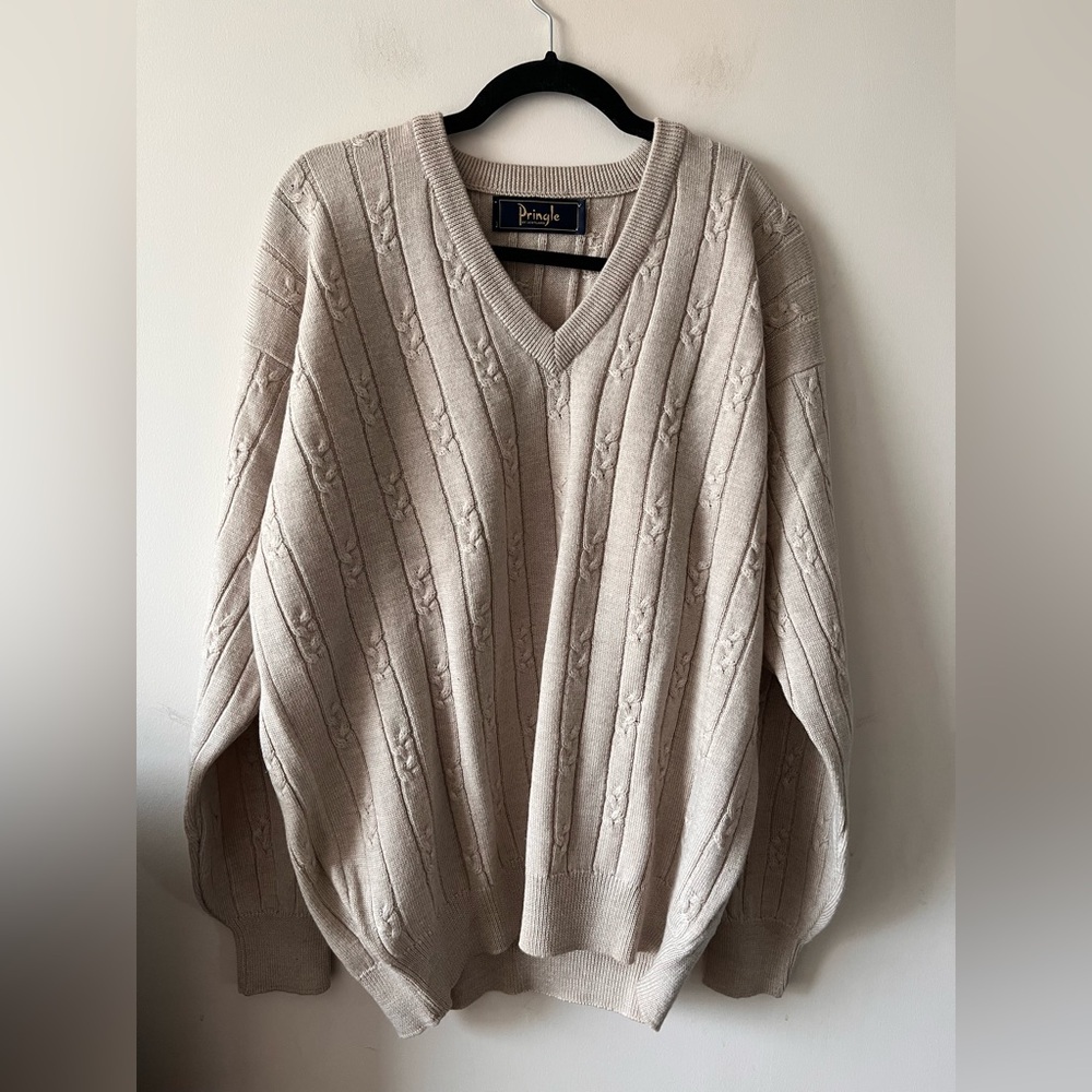 Pringle of Scotland 100% Wool V-neck Cable-knit Sweater - 44 EU